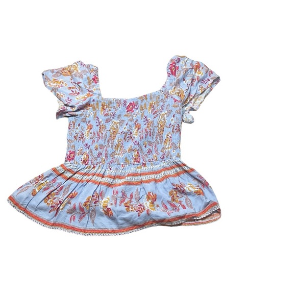 In bloom shirt top peplum pleat ruffle babydoll off shoulder short sleeve - Picture 4 of 4